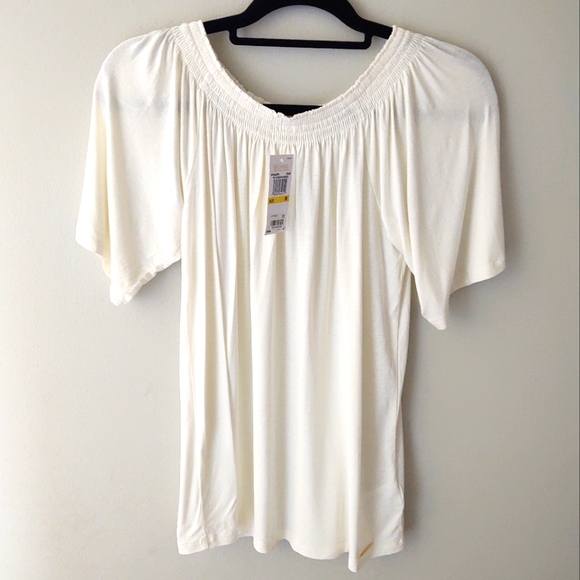 Michael Kors Tops - NWT Michael Kors cream colored short sleeve blouse in M women's, very flattering